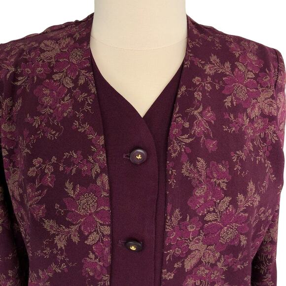 R&M Richards Career Pant Suit V Neck Lagenlook Floral Vintage Size 8 - Picture 3 of 8